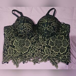 Elegant Black and Gold Lace Bralette